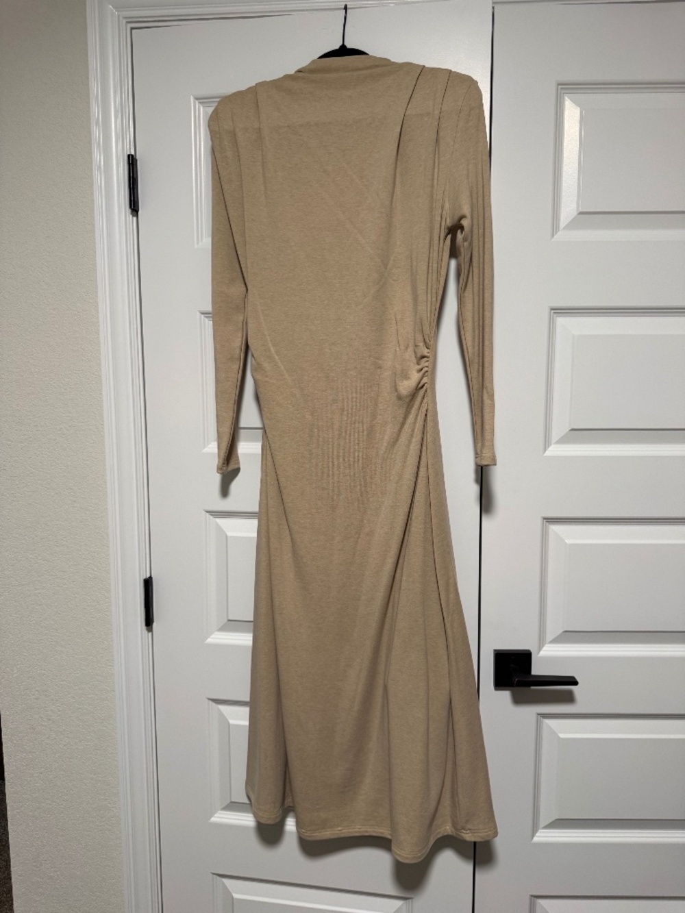 ProWarm Ruched Mockneck Fit-and-Flare Midi Dress - Natural Calico
